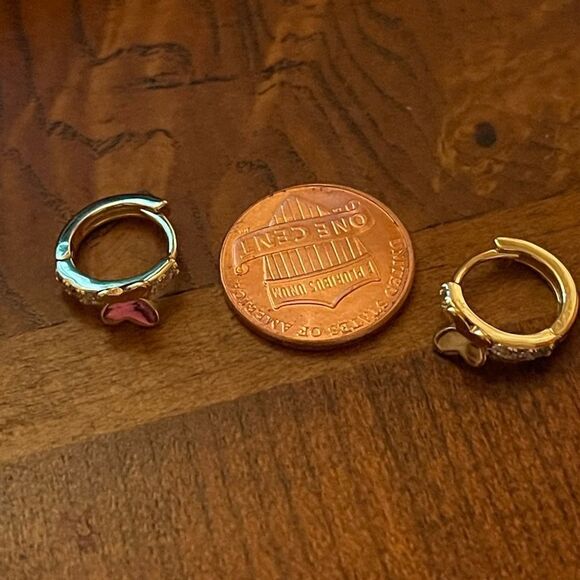 New Sterling silver 14k plated cubic zirconia butterfly earrings - Picture 5 of 5